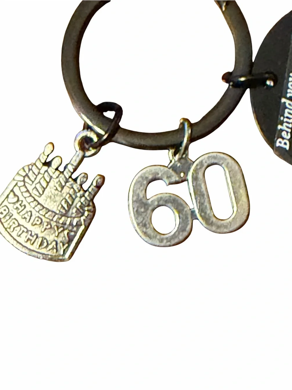 60th Birthday Keychain Charm Set - Silver and Black